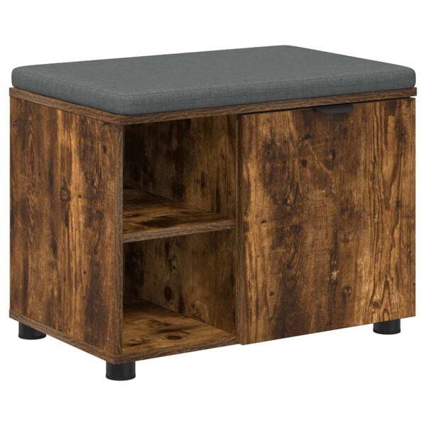 vidaXL Banco de entrada con coj&iacute;n Roble Ahumado 60 x 38 x 46 cm