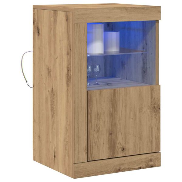 vidaXL Aparador LED 2 pcs Roble artesanal 41 x 37 x 67 cm