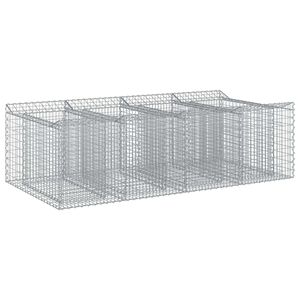 vidaXL Cama elevada de gavi&oacute;n 2 uds. 200 x 100 x 60 cm Plateado