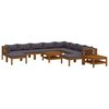 vidaXL Muebles de jard&iacute;n 12 pzas cojines madera maciza de acacia
