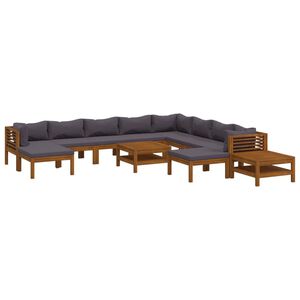 vidaXL Muebles de jard&iacute;n 12 pzas cojines madera maciza de acacia