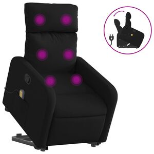 vidaXL Sill&oacute;n reclinable de masaje elevable tela negro