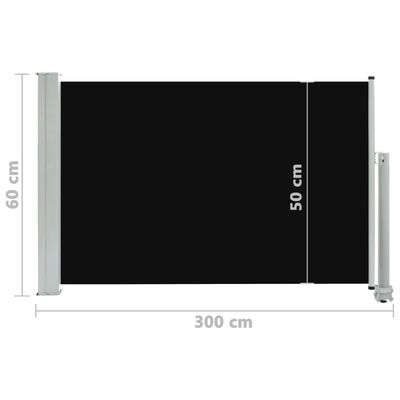 vidaXL Toldo lateral retráctil de jardín negro 60x300 cm