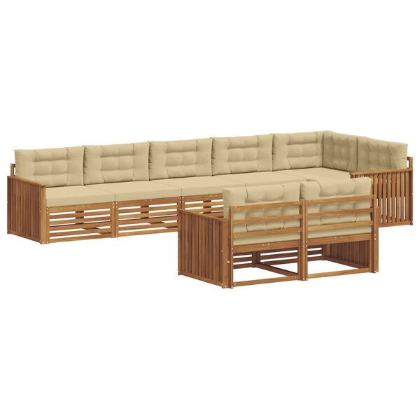vidaXL Conjunto de sof&aacute;s de exterior con coj&iacute;n 8 pcs Natural y Beige