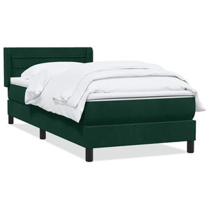 vidaXL Cama box spring con colch&oacute;n terciopelo verde oscuro 80x220 cm
