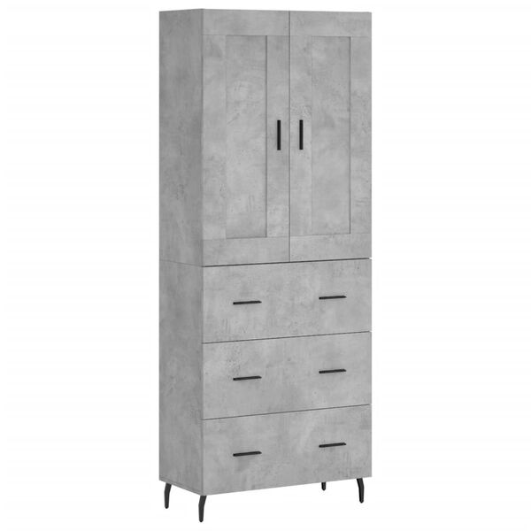 vidaXL Aparador alto madera contrachapada gris hormig&oacute;n 69,5x34x180 cm