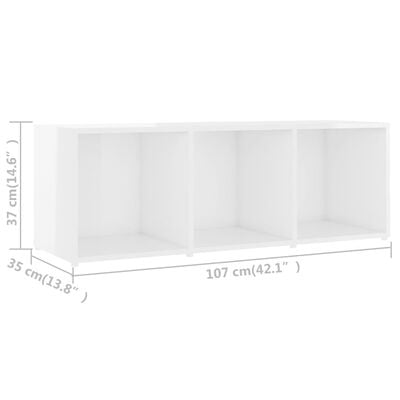 vidaXL Mueble de TV madera contrachapada blanco brillante 107x35x37 cm