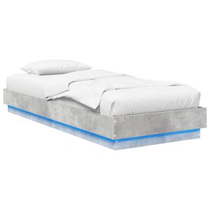 vidaXL Estructura de Cama con LED Gris Hormig&oacute;n 80 x 200 cm
