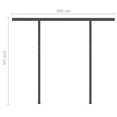 vidaXL Toldo automático retráctil con postes gris antracita 3x2,5 m