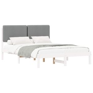 vidaXL Estructura de Cama con Cabecera Tapizada Gris Claro