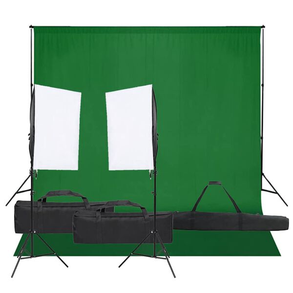 vidaXL Kit de estudio fotogr&aacute;fico con set de luces y fondo