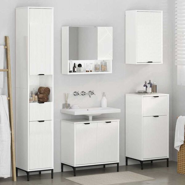 vidaXL Juego de muebles de baño brillante Madera Compuesta, Metal