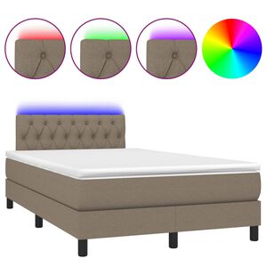 vidaXL Cama box spring con colch&oacute;n y LED tela gris taupe 120x200 cm