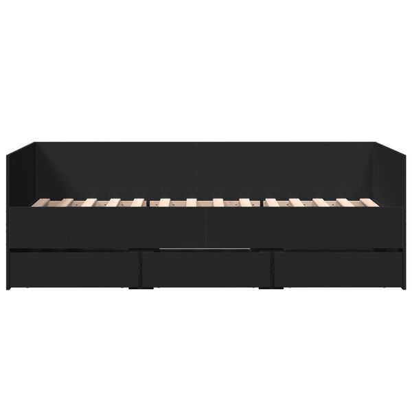 vidaXL Sof&aacute; cama con cajones sin colch&oacute;n negro 75x190 cm