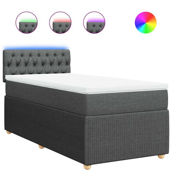 vidaXL Cama box spring con colch&oacute;n tela gris oscuro 100x200 cm