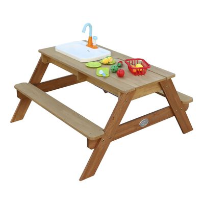 AXI Mesa de picnic para arena/agua Emily con cocina de juguete marrón