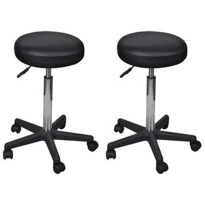 vidaXL Taburetes de oficina 2 uds cuero sint&eacute;tico negro