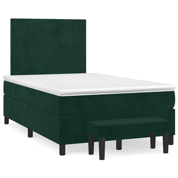 vidaXL Cama box spring con colch&oacute;n terciopelo verde oscuro 120x190 cm
