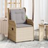 vidaXL Sillones reclinables de jard&iacute;n con cojines beige 2 uds rat&aacute;n PE