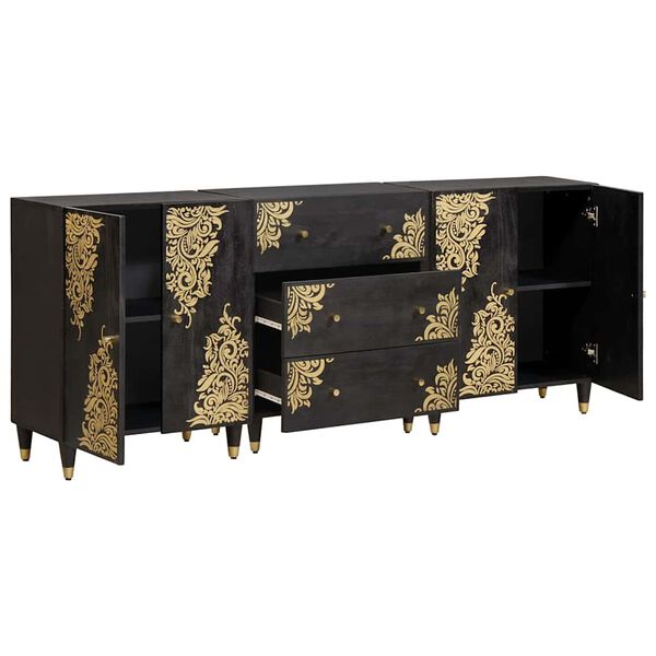 vidaXL Juego de Muebles de Baño con cajón 3 pcs Negro 180 x 33 x 75 cm