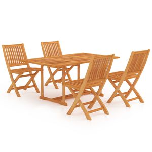 vidaXL Conjunto de comedor de jard&iacute;n 5 piezas madera maciza de teca