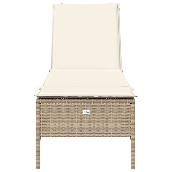 vidaXL Tumbona con coj&iacute;n rat&aacute;n sint&eacute;tico beige