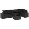 vidaXL Set de sof&aacute;s de jard&iacute;n 7 pzas con cojines rat&aacute;n sint&eacute;tico negro
