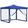 vidaXL Cenador con doble techo de tela azul 3x3x2,68 m