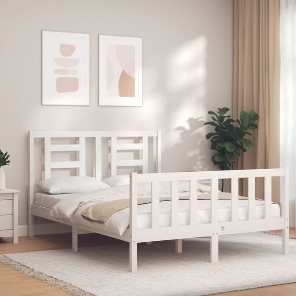 vidaXL Estructura de cama sin colch&oacute;n madera de pino blanca 140x190 cm