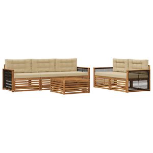 vidaXL Conjunto de sof&aacute;s de exterior con coj&iacute;n 6 pcs Natural y Beige