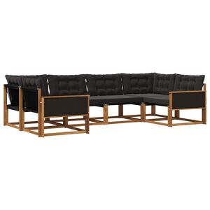 vidaXL Conjunto de sof&aacute;s de exterior con coj&iacute;n 6 pcs Natural y negro