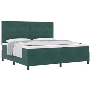 vidaXL Cama tipo Box Spring Verde oscuro 200 x 200 cm Terciopelo