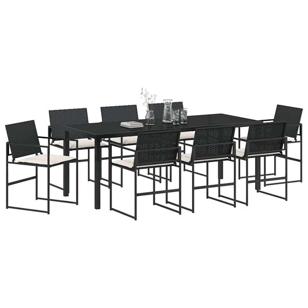 vidaXL Conjunto de Comedor de Jard&iacute;n 9 pcs Negro