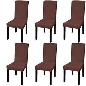 vidaXL Funda para silla el&aacute;stica recta 6 unidades marr&oacute;n