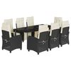 vidaXL Set de comedor de jard&iacute;n 9 pzas y cojines rat&aacute;n sint&eacute;tico negro