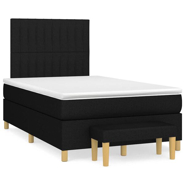 vidaXL Cama box spring con colch&oacute;n tela negro 120x190 cm