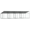 vidaXL Jaula de perros techo y puertas acero galvanizado gris 8x2x2 m