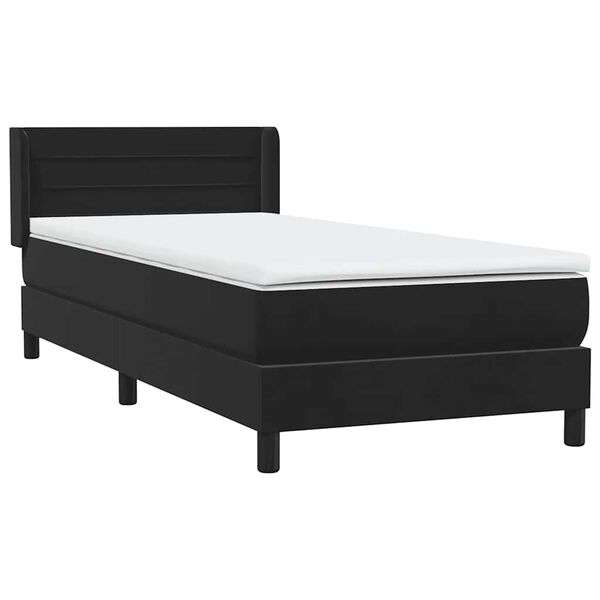 vidaXL Cama box spring con colch&oacute;n terciopelo negro 90x220 cm