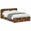 vidaXL Estructura de cama con almacenamiento y cabecero Roble Ahumado