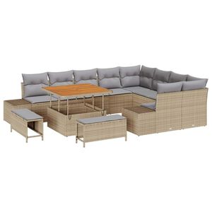 vidaXL Conjunto de sof&aacute;s de jard&iacute;n con coj&iacute;n 12 pcs Beige Polirat&aacute;n