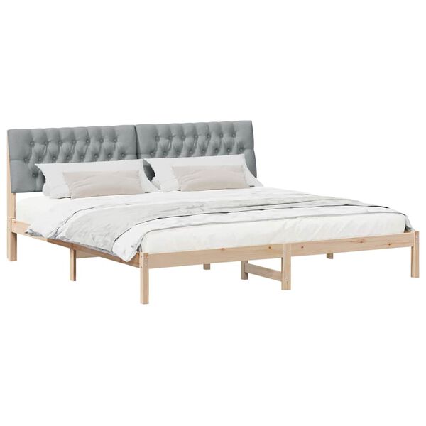 vidaXL Estructura de Cama con Cabecera Tapizada Marr&oacute;n 200 x 200 cm