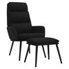vidaXL Sill&oacute;n de relax con taburete de tela y cuero sint&eacute;tico negro