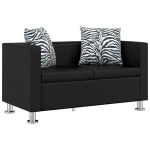 vidaXL Sof&aacute; de 2 plazas de cuero artificial negro