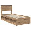 vidaXL Estructura de cama con cabecera Roble Artesanal 90 x 190 cm