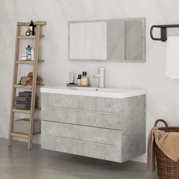 vidaXL Conjunto de muebles de ba&ntilde;o 3 piezas gris hormig&oacute;n