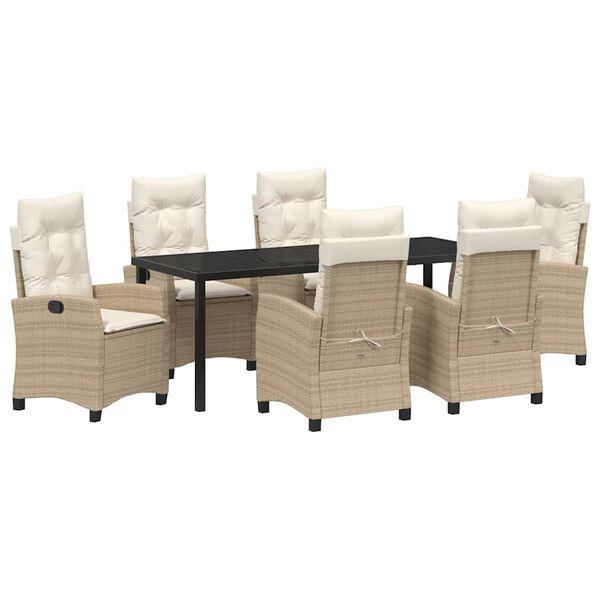 vidaXL Conjunto de Comedor de Jard&iacute;n 7 pcs Beige rat&aacute;n sint&eacute;tico