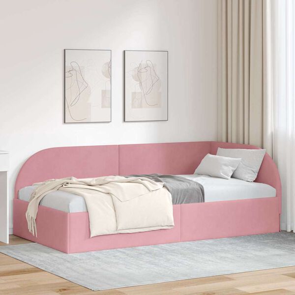 vidaXL Estructura de cama en esquina con cabecera Rosa 90 cm x 200 cm