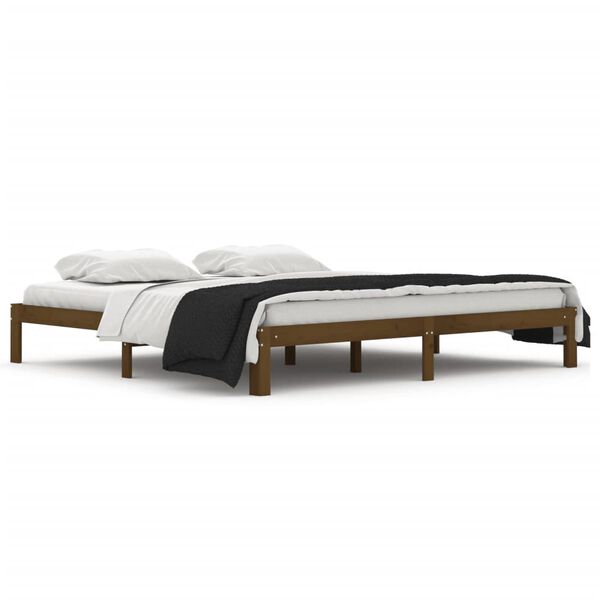 vidaXL Estructura cama sin colch&oacute;n madera pino marr&oacute;n miel 200x200 cm