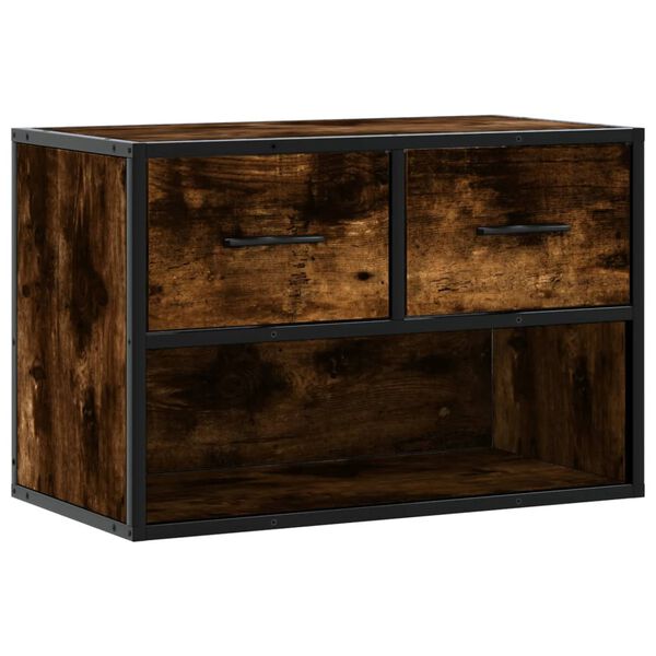 vidaXL Mueble de TV madera y metal roble ahumado 60x31x39,5 cm