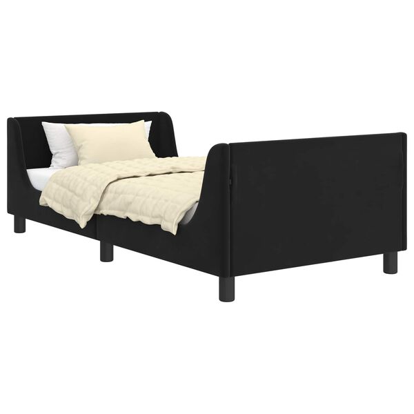 vidaXL Cama para ni&ntilde;os con cabecero Negro 90 x 200 cm Terciopelo